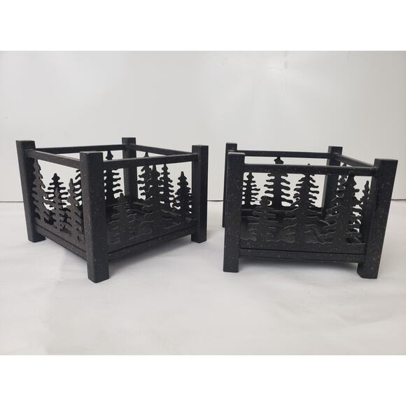 Y2K PartyLite Forest Friends Metal Candle Holder with Pine Tree Cutouts Lot of 2 - Picture 5 of 10